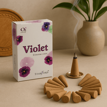 Violet Incense Cones 15 Pack With Holder Stamford