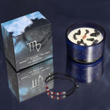 Virgo Zodiac Crystal Candle & Gemstone Bracelet Set – Aromatic Self - Care Gift with Amethyst, Carnelian, Moss Agate - SHAMTAM.COM