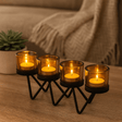 Votive Candle Holder, 4 Cup Iron Zig Zag - SHAMTAM.COM