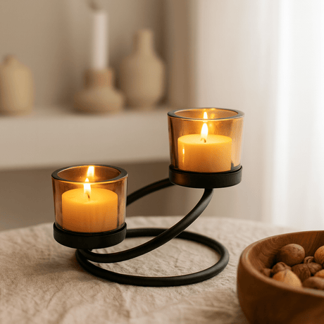 Votive Candle Holder Iron 2 Cup Double Step - SHAMTAM.COM