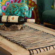 Water Hyacinth Natural Table Runner - Black Tiger with Fringe - 150cm - SHAMTAM.COM