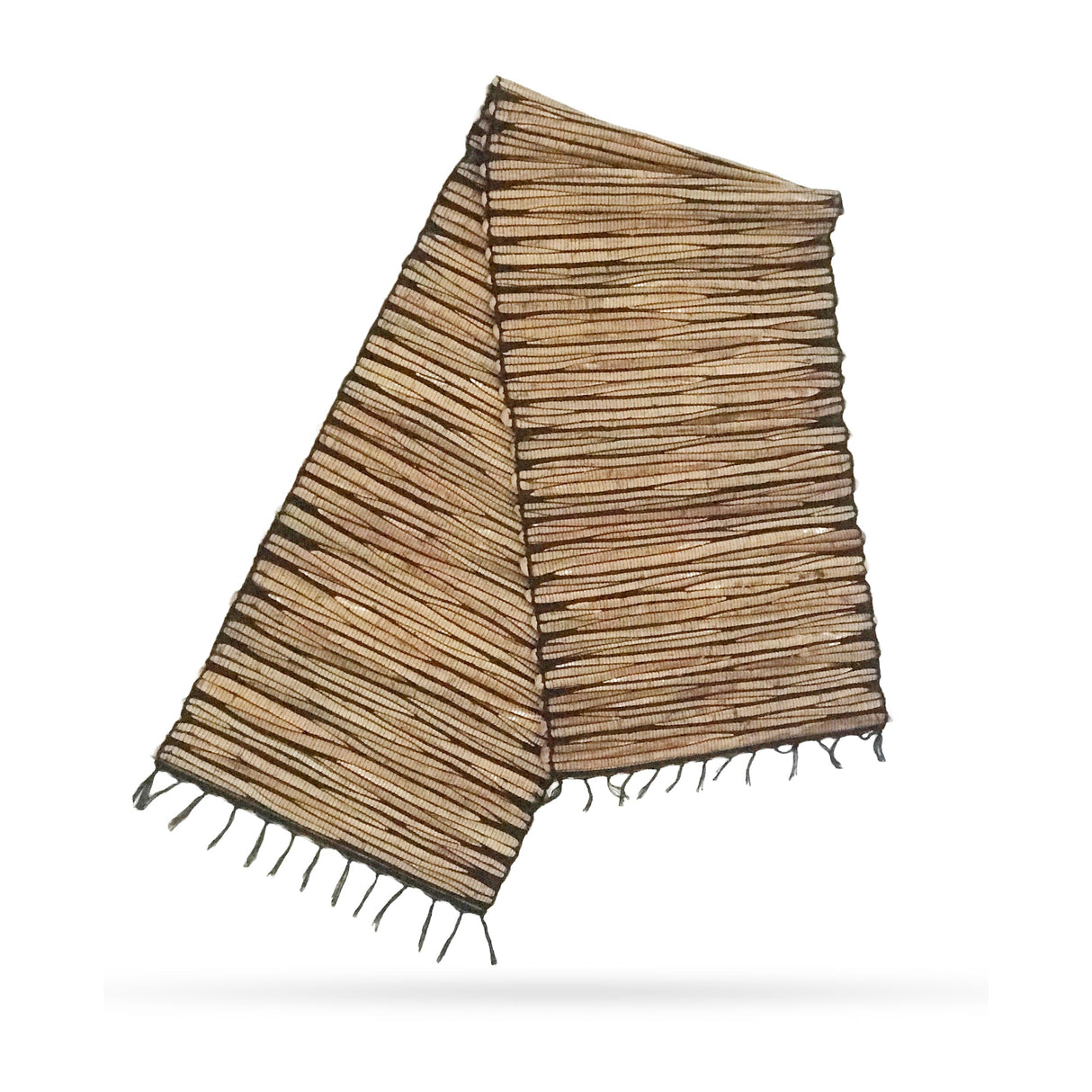 Water Hyacinth Natural Table Runner - Black Tiger with Fringe - 150cm - SHAMTAM.COM