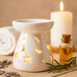 White Ceramic Oil Burner - Moon and Star - SHAMTAM.COM
