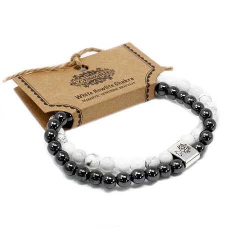 White Howlite Chakra Bracelet - Magnetic Gemstone Crystal - SHAMTAM.COM