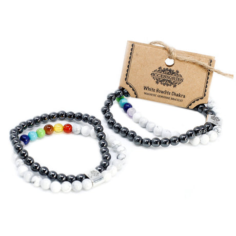 White Howlite Chakra Bracelet - Magnetic Gemstone Crystal - SHAMTAM.COM