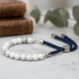 White Howlite Bracelet Navy String 925 Silver Plated - SHAMTAM.COM