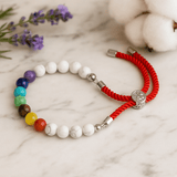 White Howlite Chakra Red String Bracelet - Silver Plated - SHAMTAM.COM