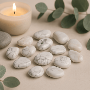 White Howlite Magnesite Medium Tumbled Stones, 12 Pieces - SHAMTAM.COM
