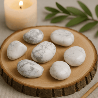 White Howlite Magnesite Tumbled Stones Large 6-Pack