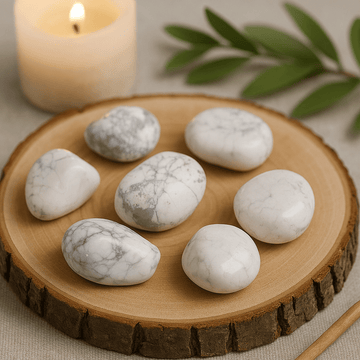 White Howlite Magnesite Tumbled Stones Large 6-Pack