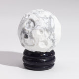 White Howlite Planet on a Sola Goldstone Stand (MOON) - SHAMTAM.COM