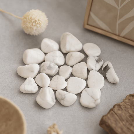 White Howlite Tumbled Stones Magnesite 24 Pieces - SHAMTAM.COM