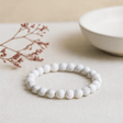 White Jasper Bracelet, 8mm Stretch Beads - SHAMTAM.COM