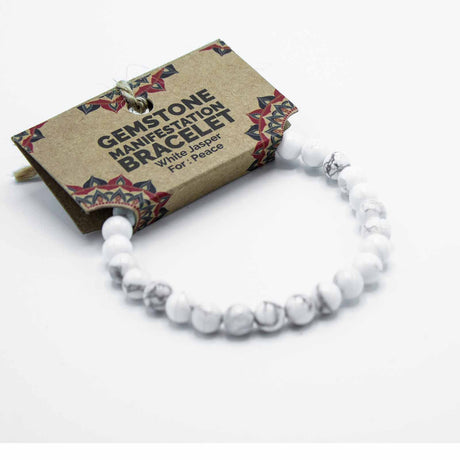 Manifestation Bracelet - White Jasper - Peace - Crystal Gemstone - SHAMTAM.COM