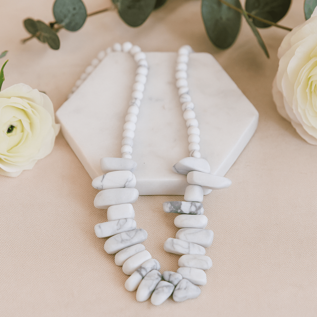 White Jasper Gemstone Necklace - SHAMTAM.COM