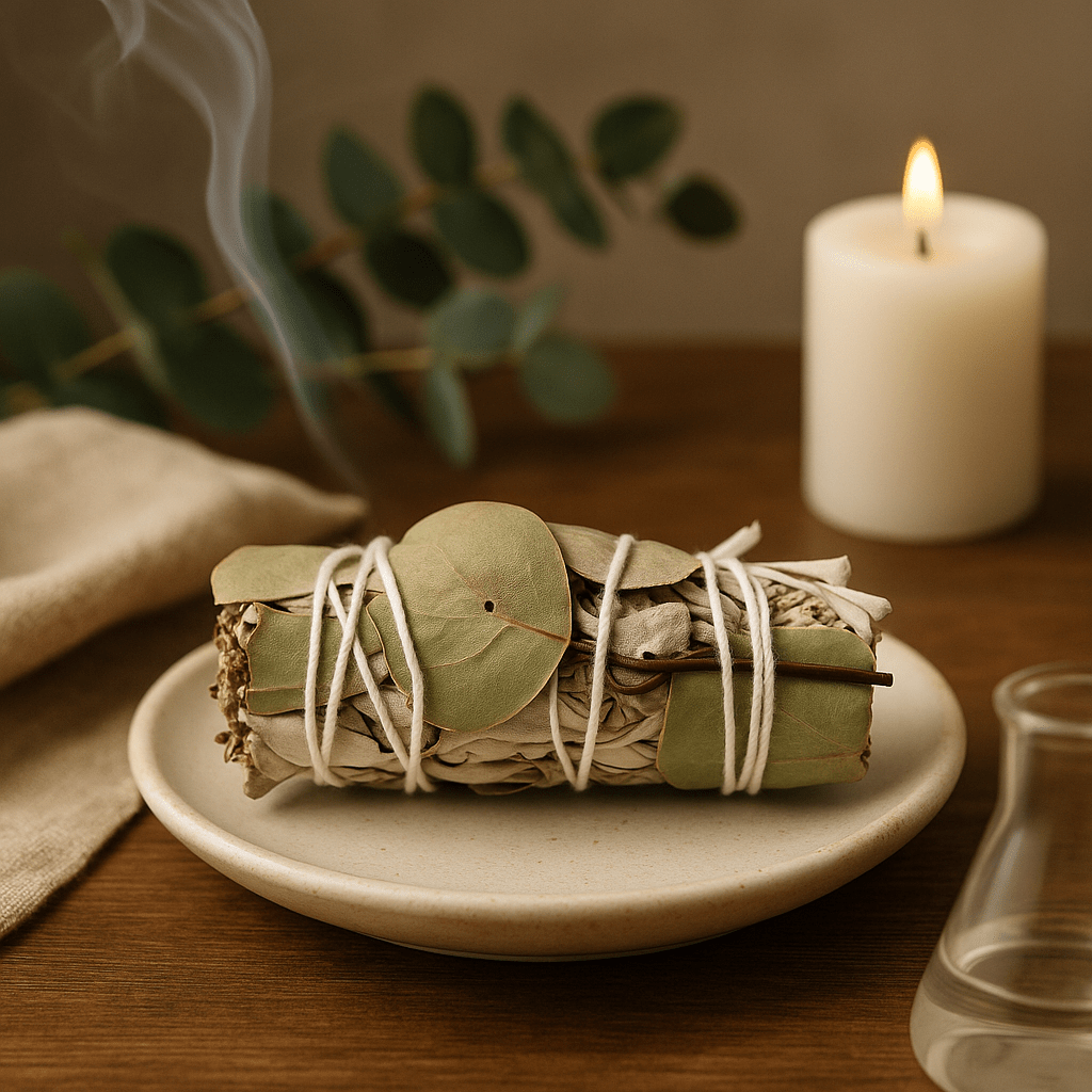 White Sage and Eucalyptus Smudge Stick 10 cm - SHAMTAM.COM