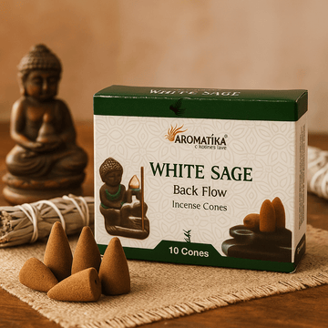Конусы благовоний с белым шалфеем для обратного дыма, упаковка 10 шт Aromatica