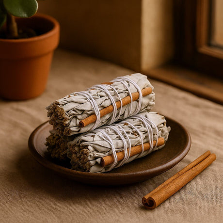 White Sage Cinnamon Smudge Stick 10 cm - SHAMTAM.COM