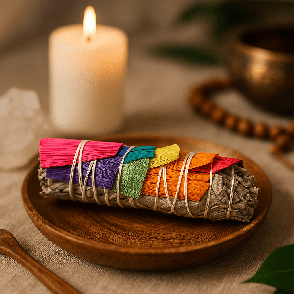 White Sage Smudge Stick With 7 Corn Leaves - SHAMTAM.COM