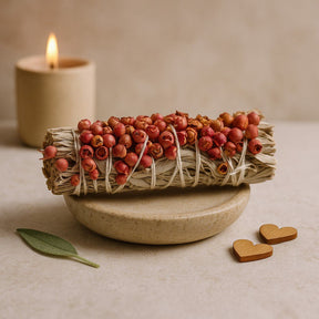 White Sage Smudge Stick with Pirul Seed - SHAMTAM.COM