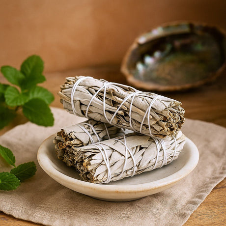 White Sage Smudge Stick With Rosemary 10 cm - SHAMTAM.COM
