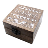 White Washed Wooden Box - 4x4 Slavic Design - SHAMTAM.COM