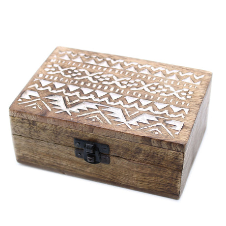 White Washed Wooden Box - 6x4 Slavic Design - SHAMTAM.COM