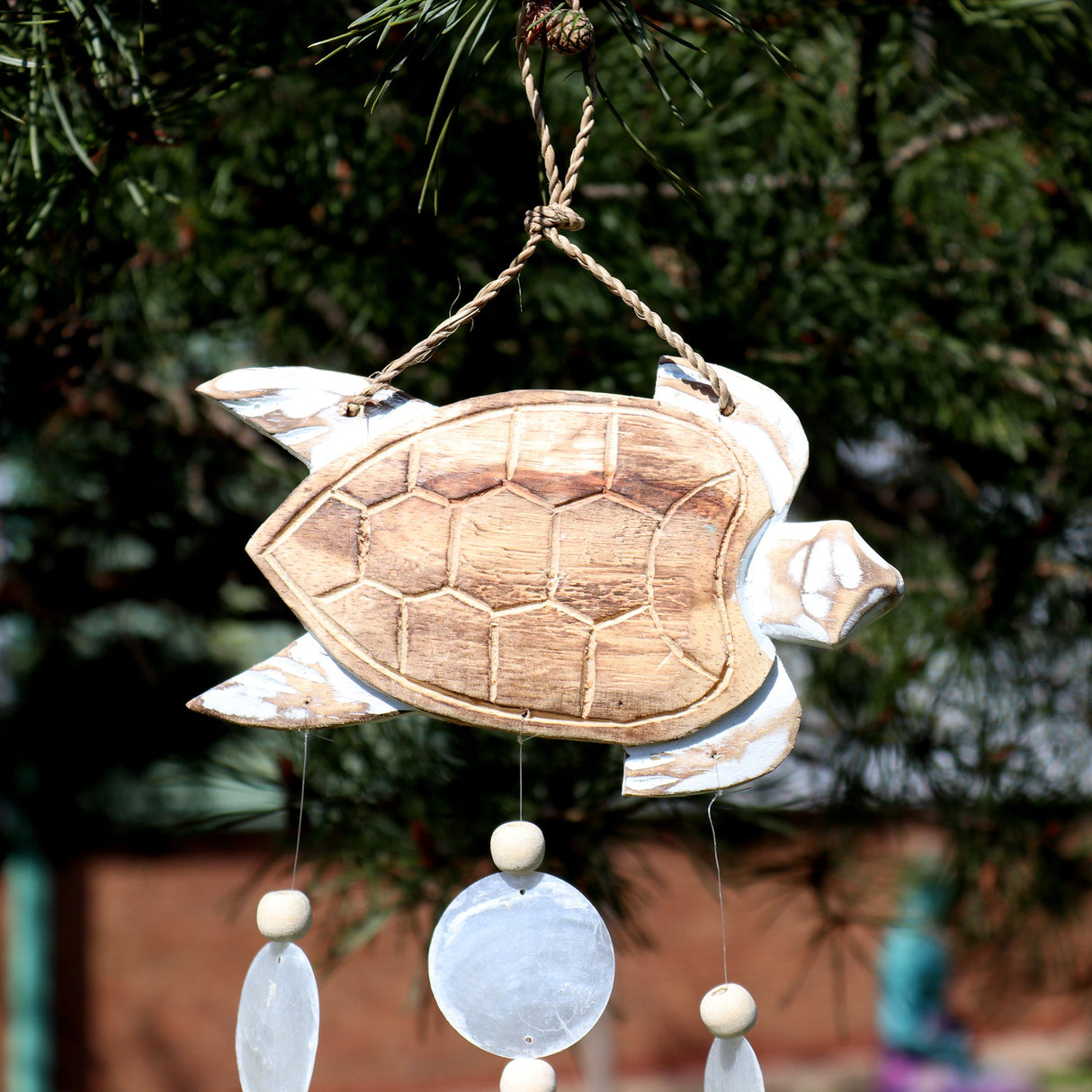 Whitewash Turtle Carving and Natural Copis Drop - SHAMTAM.COM