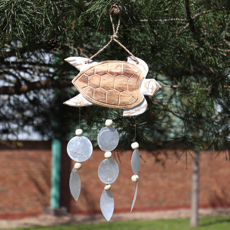 Whitewash Turtle Carving and Natural Copis Drop - SHAMTAM.COM