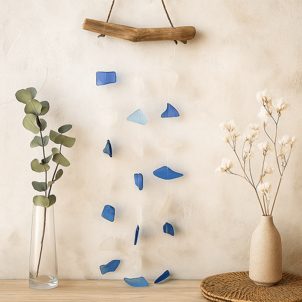 Wind Chime 3 Drop Blue and White - SHAMTAM.COM