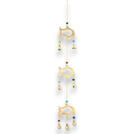 Serene Fish Drop Wind Chime with 7 Brass Bells - Handcrafted Indian Decor for Abundance and Tranquility - SHAMTAM.COM