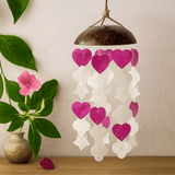 Wind Chime Coconut and Capiz Pink White 35cm - SHAMTAM.COM