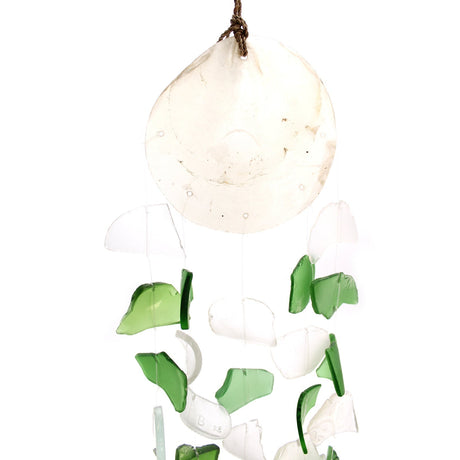 Wind Сhimes Copis & Glass Drop - Green & White Glass - SHAMTAM.COM