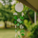 Wind Chime, Green and White Glass Drop - SHAMTAM.COM