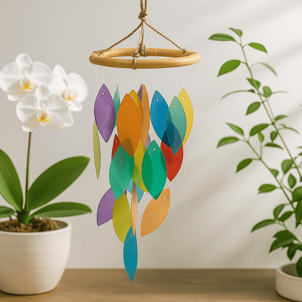 Wind Chime Rainbow Leaf Bamboo Drop - SHAMTAM.COM