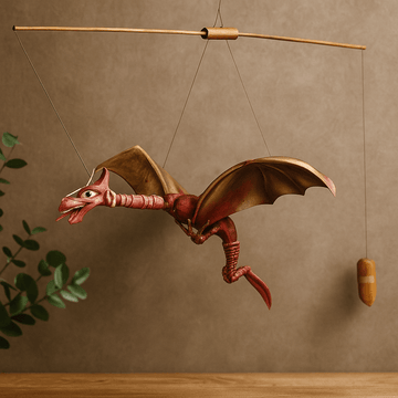 Windspiel Rote Kokosnuss Drache 46cm