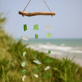 Wind Chimes Three Drop Green and White - SHAMTAM.COM