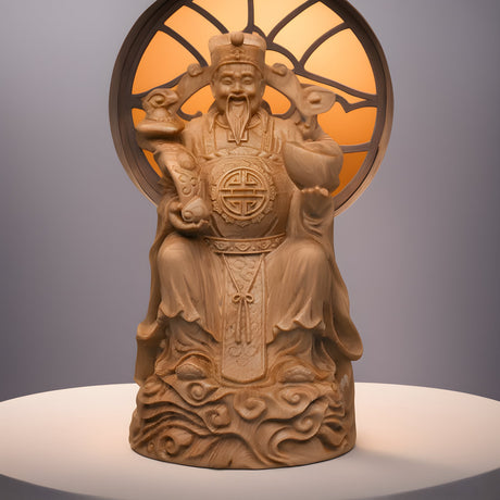 Wood Buddha Statue of God of Wealth - SHAMTAM