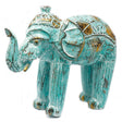 Wood Carved Elephant - Turquoise Gold - SHAMTAM.COM