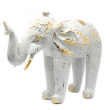 Wood Carved Elephant - White Gold - SHAMTAM.COM