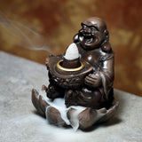 Incense Waterfall Backflow Burner Wood Effect Lucky Buddha - SHAMTAM.COM