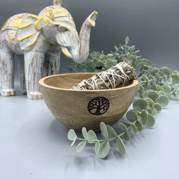 Cuenco de madera para altar con aroma a árbol de la vida (13 x 7 cm)