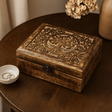 Scatola porta ricordi in legno media Albero della Vita 15x10x6cm