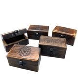 Wooden Pill Box 9x5x4cm - Carved Designs - Assorted - SHAMTAM.COM