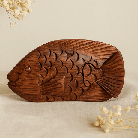 Wooden Puzzle Box, Fish Secret Compartment - SHAMTAM.COM