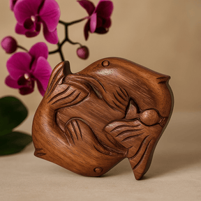 Wooden Puzzle Box With Secret Compartment, Dolphin Design - SHAMTAM.COM