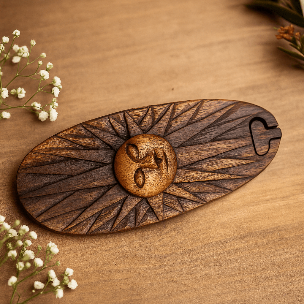 Wooden Secret Puzzle Box, Sun - SHAMTAM.COM