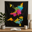 World Map Tapestry South - Up Cotton Wall Hanging - SHAMTAM.COM