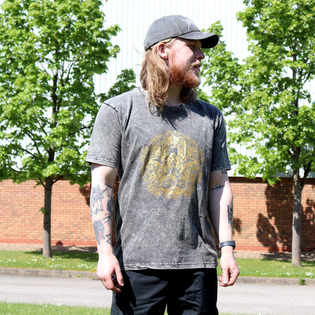 XLarge Stone Washed T-Shirt - Hamsa - Dark Grey - SHAMTAM.COM