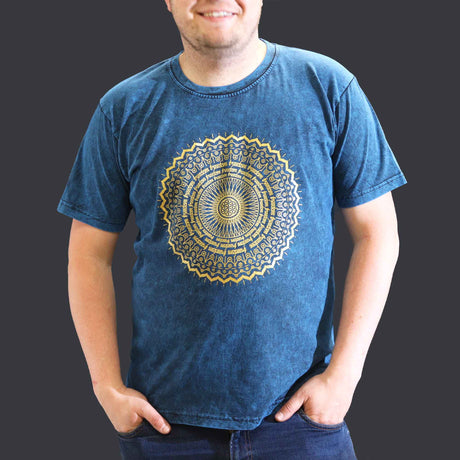 XLarge Stone Washed T-Shirt - Mandala - Blue - SHAMTAM.COM